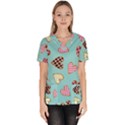 Seamless pattern with heart shaped cookies with sugar icing Women s V-Neck Scrub Top View1