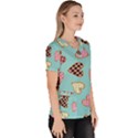 Seamless pattern with heart shaped cookies with sugar icing Women s V-Neck Scrub Top View3