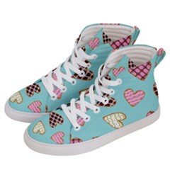 Seamless Pattern With Heart Shaped Cookies With Sugar Icing Women s Hi-top Skate Sneakers by Vaneshart