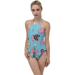 Seamless Pattern With Heart Shaped Cookies With Sugar Icing Go With The Flow One Piece Swimsuit by Vaneshart