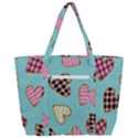 Seamless pattern with heart shaped cookies with sugar icing Zip Up Canvas Bag View3