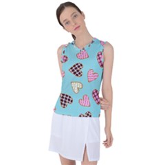 Seamless Pattern With Heart Shaped Cookies With Sugar Icing Women s Sleeveless Sports Top by Vaneshart