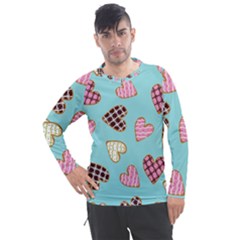 Seamless Pattern With Heart Shaped Cookies With Sugar Icing Men s Pique Long Sleeve Tee