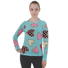 Seamless Pattern With Heart Shaped Cookies With Sugar Icing Women s Pique Long Sleeve Tee