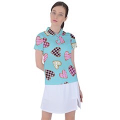 Seamless Pattern With Heart Shaped Cookies With Sugar Icing Women s Polo Tee