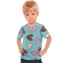 Seamless pattern with heart shaped cookies with sugar icing Kids  Sports Tee View1