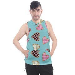 Seamless Pattern With Heart Shaped Cookies With Sugar Icing Men s Sleeveless Hoodie by Vaneshart