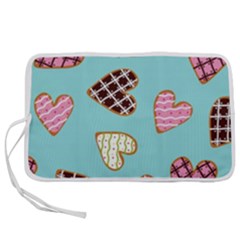 Seamless Pattern With Heart Shaped Cookies With Sugar Icing Pen Storage Case (m)