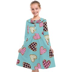 Seamless Pattern With Heart Shaped Cookies With Sugar Icing Kids  Midi Sailor Dress