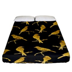 Background With Golden Birds Fitted Sheet (king Size) by Vaneshart