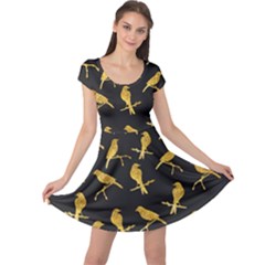 Background With Golden Birds Cap Sleeve Dress by Vaneshart