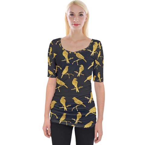 Background With Golden Birds Wide Neckline Tee by Vaneshart