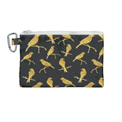 Background With Golden Birds Canvas Cosmetic Bag (medium) by Vaneshart