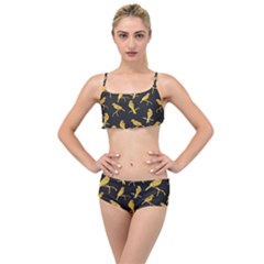 Background With Golden Birds Layered Top Bikini Set by Vaneshart