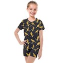 Background with golden birds Kids  Mesh Tee and Shorts Set View1