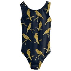 Background With Golden Birds Kids  Cut-out Back One Piece Swimsuit by Vaneshart