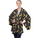 Background with golden birds Long Sleeve Velvet Kimono  View1