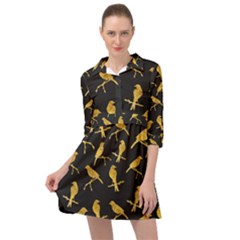 Background With Golden Birds Mini Skater Shirt Dress by Vaneshart