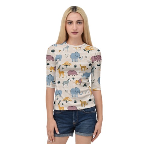 Wild Animals Seamless Pattern Quarter Sleeve Raglan Tee by Vaneshart