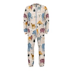 Wild Animals Seamless Pattern Onepiece Jumpsuit (kids)