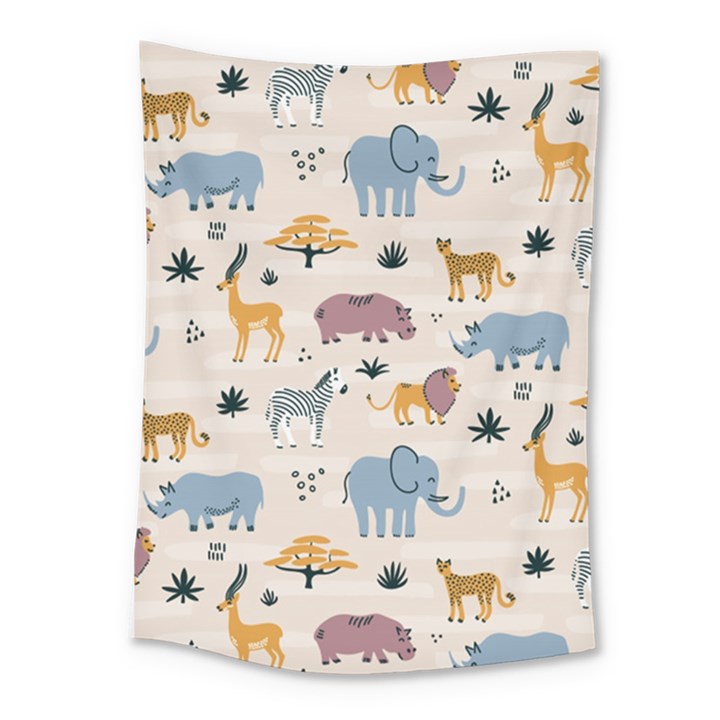 Wild animals seamless pattern Medium Tapestry