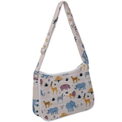 Wild Animals Seamless Pattern Zip Up Shoulder Bag by Vaneshart