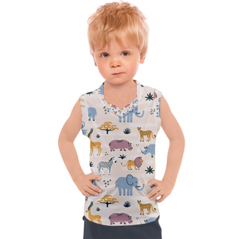 Wild Animals Seamless Pattern Kids  Sport Tank Top by Vaneshart