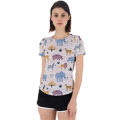 Wild Animals Seamless Pattern Back Cut Out Sport Tee by Vaneshart