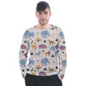 Wild animals seamless pattern Men s Long Sleeve Raglan Tee View1