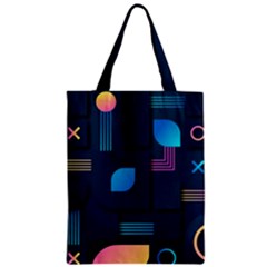 Gradient Geometric Shapes Dark Background Zipper Classic Tote Bag by Vaneshart