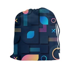 Gradient Geometric Shapes Dark Background Drawstring Pouch (2xl) by Vaneshart