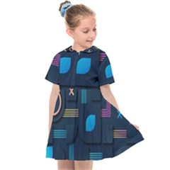 Gradient Geometric Shapes Dark Background Kids  Sailor Dress