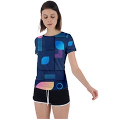 Gradient Geometric Shapes Dark Background Back Circle Cutout Sports Tee