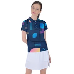 Gradient Geometric Shapes Dark Background Women s Polo Tee