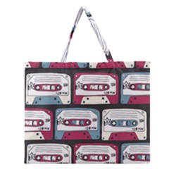 Music Symbols Rock Music Seamless Pattern Zipper Large Tote Bag by Vaneshart