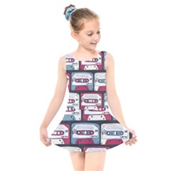 Music Symbols Rock Music Seamless Pattern Kids  Skater Dress Swimsuit by Vaneshart