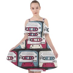 Music Symbols Rock Music Seamless Pattern Cut Out Shoulders Chiffon Dress