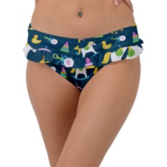 Cute Babies Toys Seamless Pattern Frill Bikini Bottom by Vaneshart