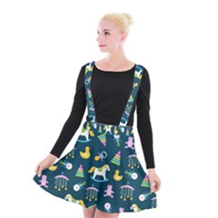 Cute Babies Toys Seamless Pattern Suspender Skater Skirt by Vaneshart