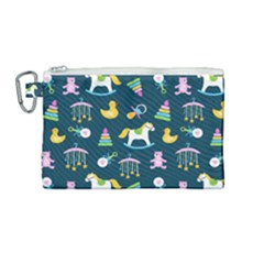 Cute Babies Toys Seamless Pattern Canvas Cosmetic Bag (medium) by Vaneshart