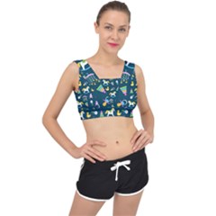 Cute Babies Toys Seamless Pattern V-back Sports Bra by Vaneshart