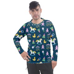 Cute Babies Toys Seamless Pattern Men s Pique Long Sleeve Tee