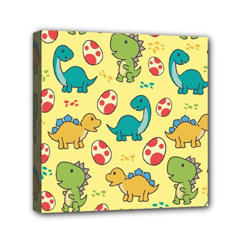 Seamless Pattern With Cute Dinosaurs Character Mini Canvas 6  X 6  (stretched) by Vaneshart