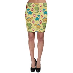 Seamless Pattern With Cute Dinosaurs Character Bodycon Skirt by Vaneshart