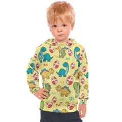 Seamless Pattern With Cute Dinosaurs Character Kids  Hooded Pullover by Vaneshart