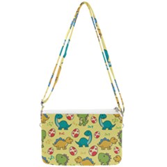 Seamless Pattern With Cute Dinosaurs Character Double Gusset Crossbody Bag