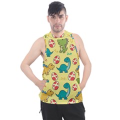 Seamless Pattern With Cute Dinosaurs Character Men s Sleeveless Hoodie