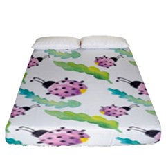 Watercolor Pattern With Lady Bug Fitted Sheet (king Size) by Vaneshart