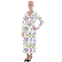 Watercolor Pattern With Lady Bug Velvet Maxi Wrap Dress by Vaneshart