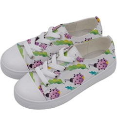 Watercolor Pattern With Lady Bug Kids  Low Top Canvas Sneakers by Vaneshart